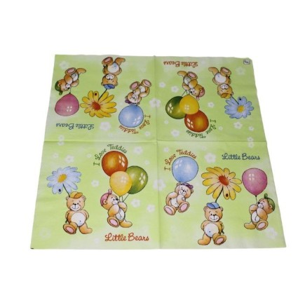 Bears napkin with balloons
