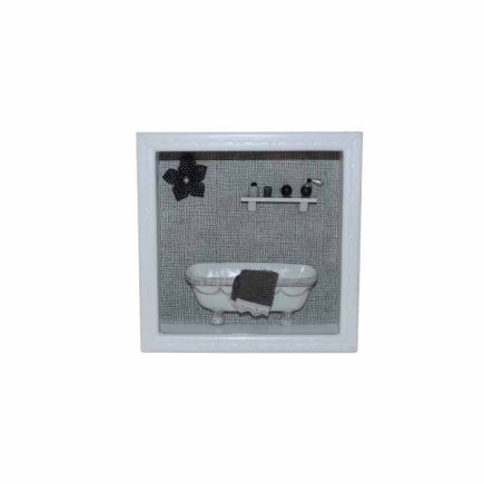 Shadowbox with bathtub and miniatures