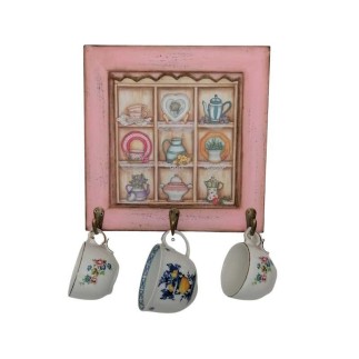Moldura Chávenas com ganchos rosa