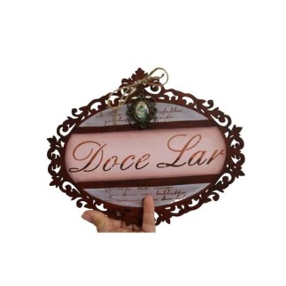 Placa Oval Doce Lar