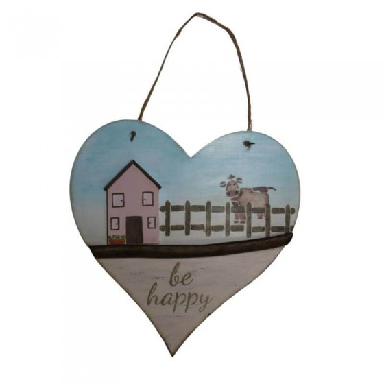 Decorative heart with "Be Happy" house