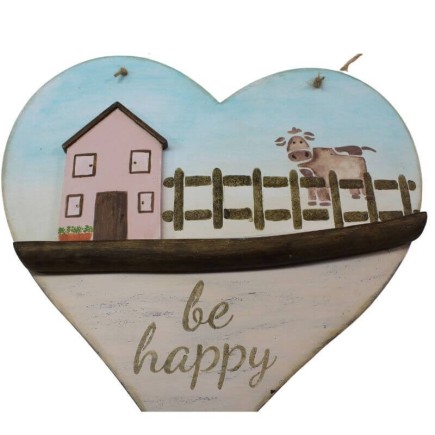 Decorative heart with "Be Happy" house