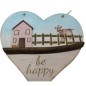 Coração decorativo com casinha "Be Happy"