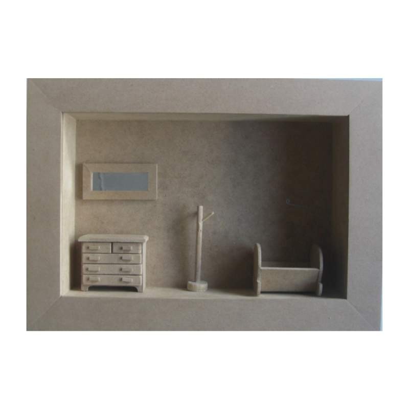 Shadow box with baby miniatures