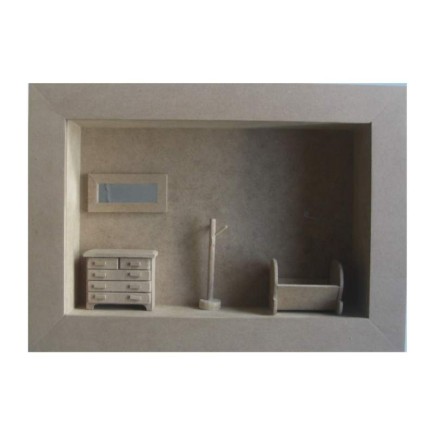 Shadow box with baby miniatures