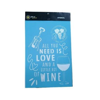 Stencil tema vinho  "wine" 20 x 30
