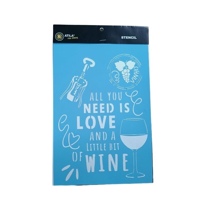 Stencil tema vinho  "wine" 20 x 30