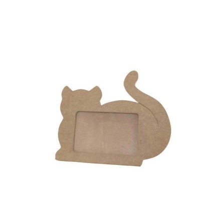 Moldura modelo gato em Mdf para foto 10x15 com vidro.