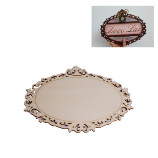 Placa oval com  20 x 25 cm